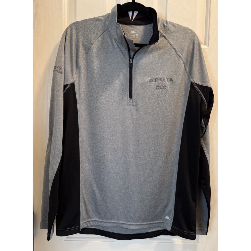 Delta OCC Roots 73 Mens‎ Large Gray 1/4 Zip Tech Pullover